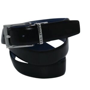 TED BAKER LONDON BLACK REVERSIBLE TO BLUE LEATHER BELT